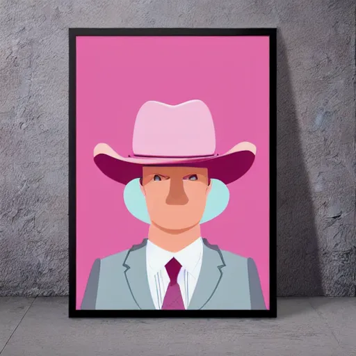 Prompt: Pink cowboy hat, Poster illustration