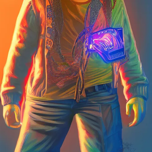 Image similar to highly detailed rony abovitz as jerry garcia, cyberpunk, concept art, character art, studio lightning, bright colors, intricate, masterpiece, photorealistic, hyperrealistic, sharp focus, high contrast, Artstation HQ, DeviantArt trending, 8k UHD, Unreal Engine 5