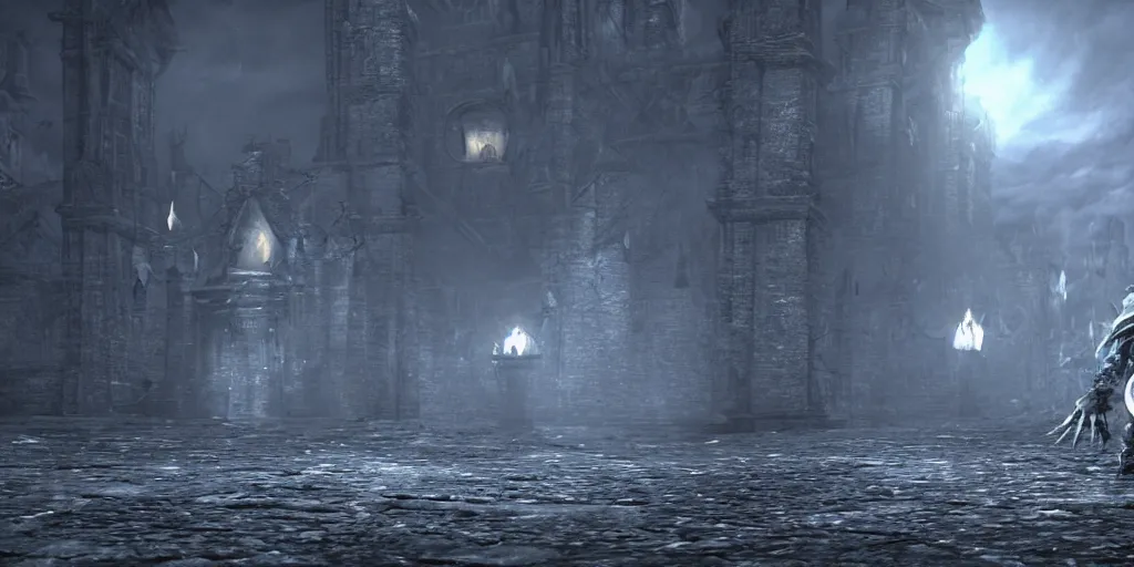 Image similar to minion as a darksouls boss, horror, hd, screenshot,