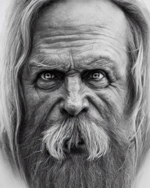 Image similar to pencil drawing of beautiful russian ded moroz, hyper realistic face, in the style of greg rutkowski, fantasy, amazing detail, epic, elegant, smooth, sharp focus, from the front