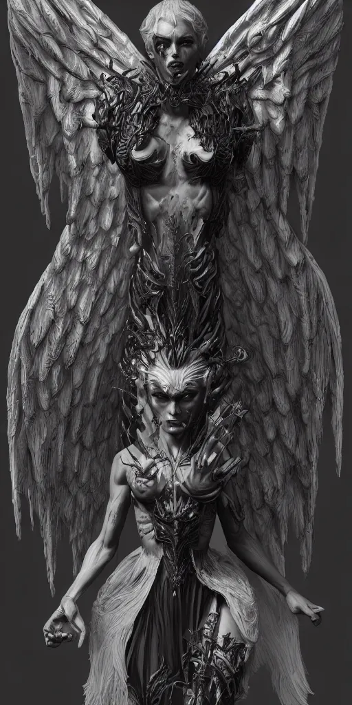 Prompt: hyper detailed ultra sharp of a beautiful azazello is one of the demonic and mystical characters in the work, a negative character in biblical stories, a fallen angel who opposed the will of god. trending on artstation, 8 k