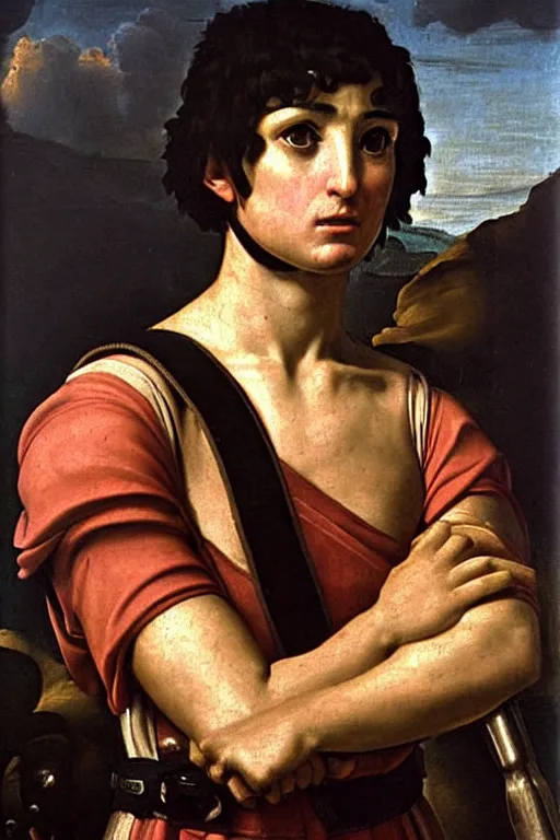 Image similar to renaissance painting of roman soldier, short black hair, pleading face, tears dripping from the eyes, emotions closeup, dressed in roman armour, ultra detailed, art by Guido Reni style, Vincenzo Catena style