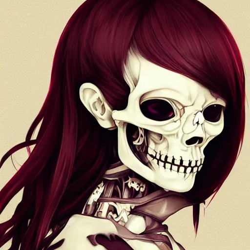 Image similar to anime manga skull portrait young woman skeleton, miffy, unreal engine, intricate, elegant, highly detailed, digital art, art by JC Leyendecker and sachin teng