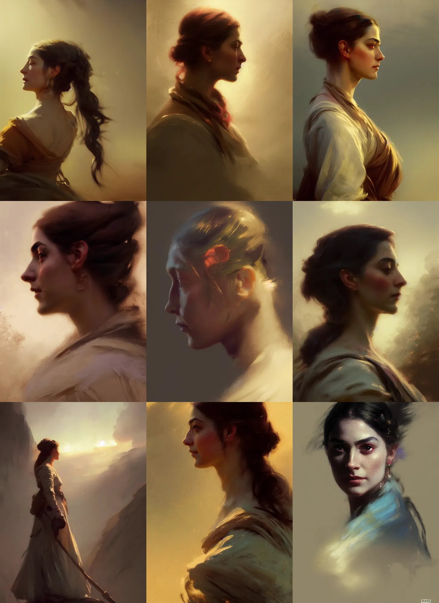 Prompt: side profile cenetered painted portrait by anders zorn, maya ali, wizard, gloomhaven matte painting concept art, cinematic light, pastel colors, aesthetic octane render, wonderful masterpiece by greg rutkowski, american romanticism by greg manchess, jessica rossier, ilya kuvshinov, gilleard james