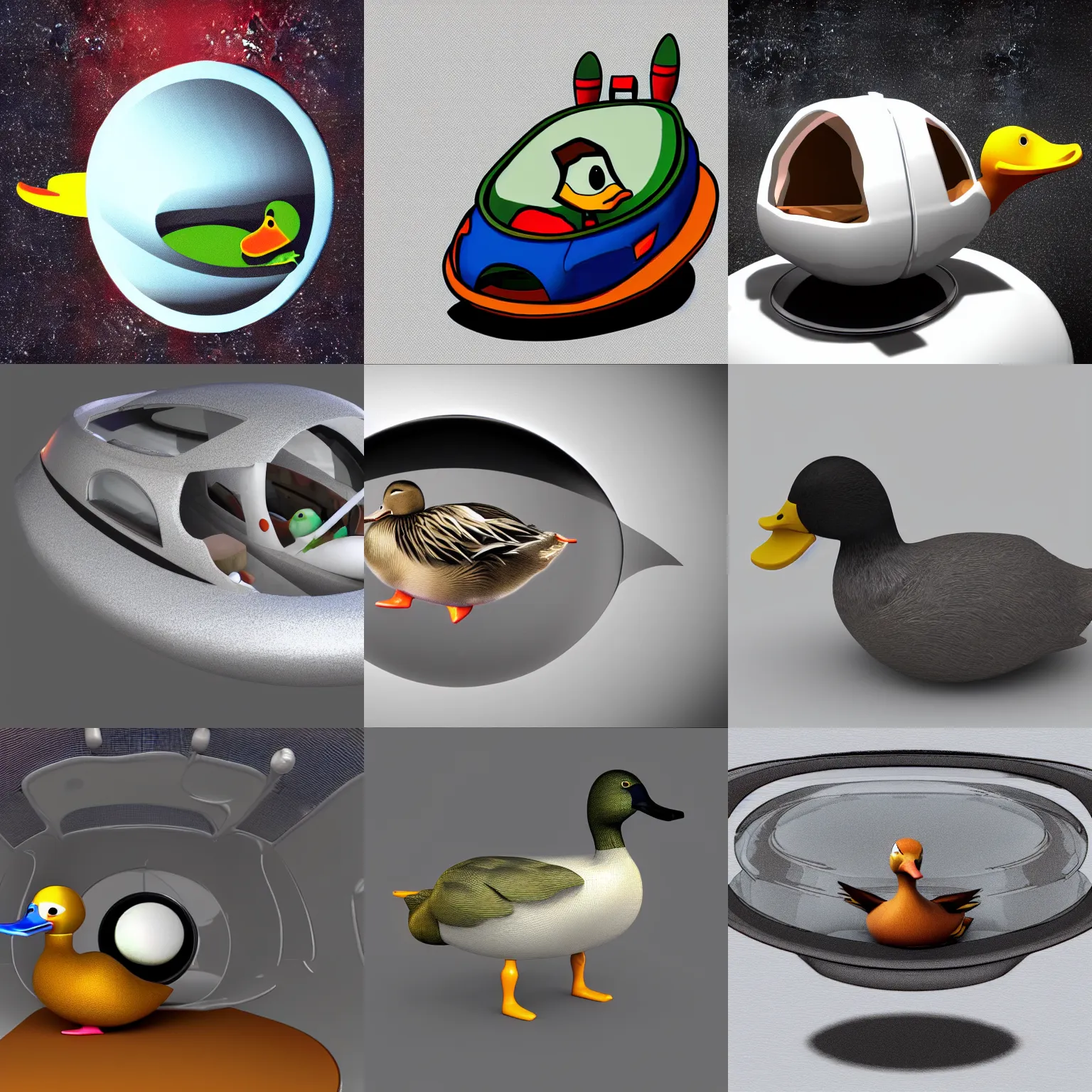 Prompt: duck in a spaceship, render