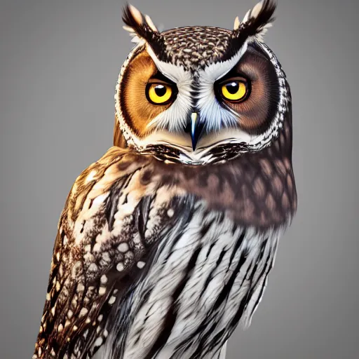 Prompt: detailed digital art of an owl by qi sheng luo, by lovecacao * yunjeong, by 翼 次 方 cg, by maria panfilova, by evan lee, intricate, cinema 4 d, smooth lighting, rendered in blender, trending on artstation, hyperrealism, 1 6 k resolution