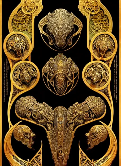 Image similar to sacred sarcophagus, ornate art nouveau scarabs, black and gold palette, symmetry, fantasy, intricate, elegant, highly detailed, colorful, dark colors, dramatic shadow, digital painting, artstation, concept art, art by artgerm and greg rutkowski and ruan jia,