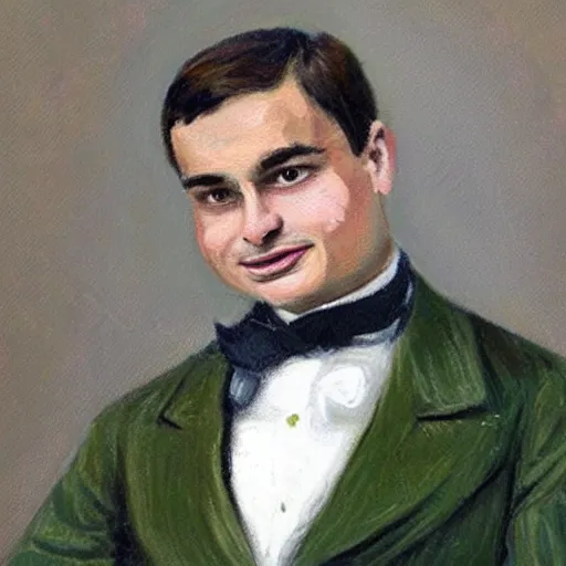 Image similar to victorian painting of ben shapiro