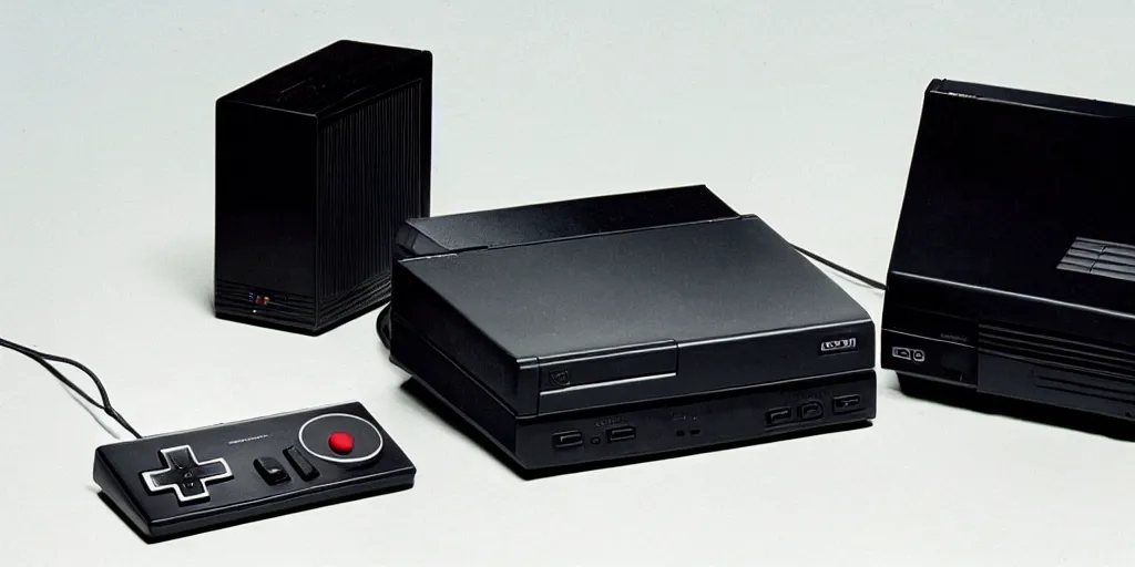 Image similar to An all-black Nintendo Entertainment System by Sega, 1990