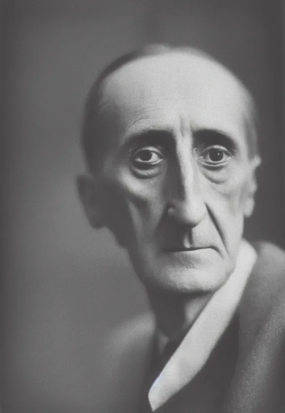 Prompt: a close - up casual photo of marcel duchamp raising an eyebrow, 1 9 2 0 s monochrome snapshot, graflex 4 x 5, f 1. 8, 3 5 mm, ilford delta 3 2 0 0 pro