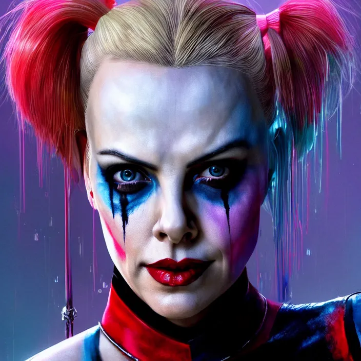 portrait of charlize theron as a harley quinn in | Stable Diffusion ...