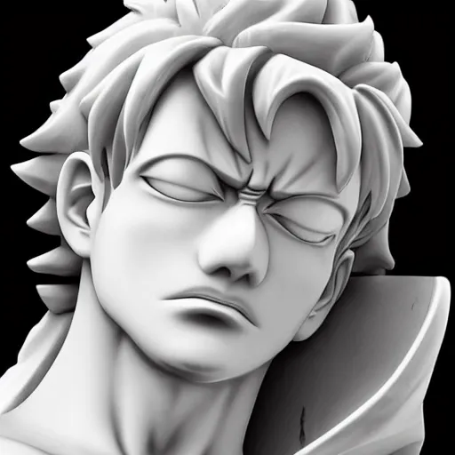 Prompt: Luffy as a Marble Statue, epic detail, photorealistic, sharp focus, anime style