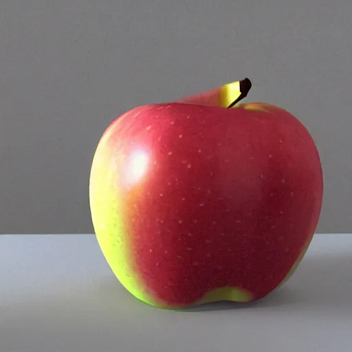 Prompt: a low quality image of an apple on the table, 2003 pc game, rtx off, award losing image, jank, jagged edges, less than stellar visuals, poor quality colors, ugly, deleted off artstation