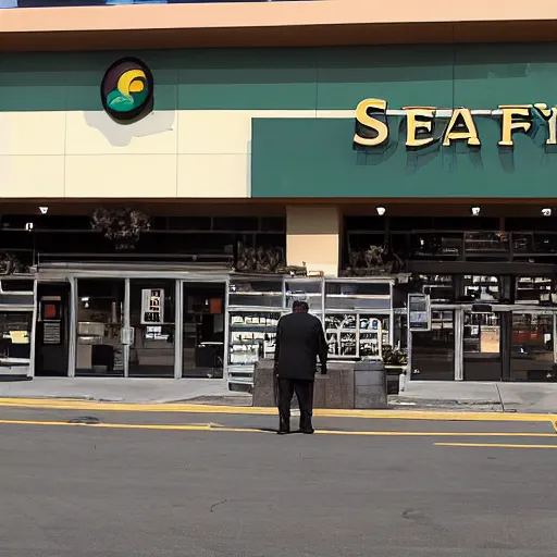 Prompt: Funeral at a safeway, dramatic photo