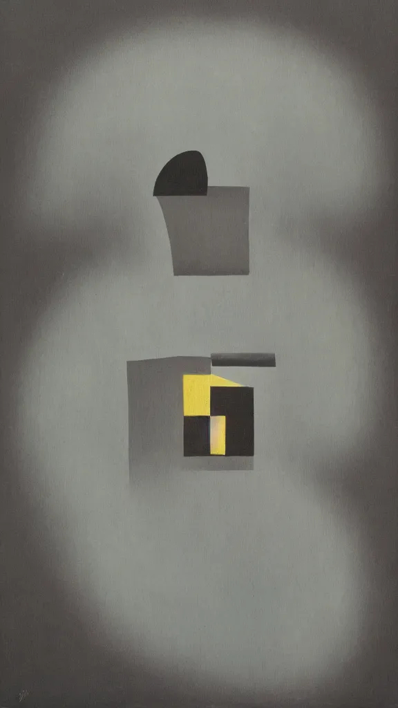 Image similar to abstract primitivism minimalism art painting, lines, forms, shapes, in style of rene magritte