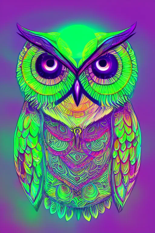 Image similar to glowing owl, beautiful colours, highly detailed, digital art, sharp focus, trending on art station