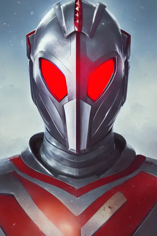 Prompt: portrait of a ultraman with japanese armor and helmet,, symmetrical, art by greg rutkowski, matte painting, trending on artstation