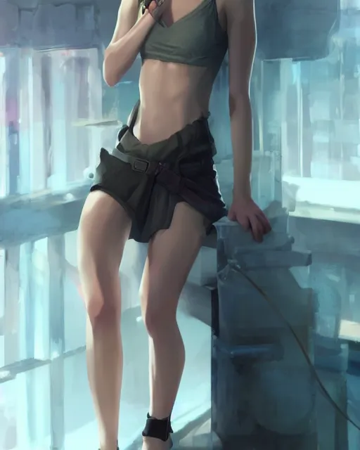 Prompt: yvonne strahovski, sexy outfit, full shot, atmospheric lighting, visible face, perfectly shaded body, by makoto shinkai, stanley artgerm lau, wlop, rossdraws