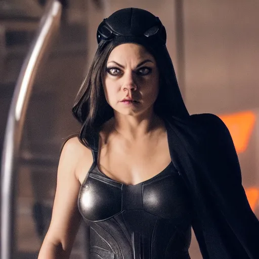 Image similar to Mila Kunis as catwoman, XF IQ4, f/1.4, ISO 200, 1/160s, 8K, RAW, unedited, symmetrical balance, in-frame