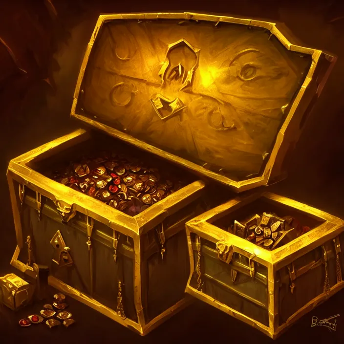 Prompt: cinematic study of a fantasy chest containing gold and gemstones in a dungeon, chalk, masterpiece, trending on artstation, featured on pixiv, cinematic composition, dramatic, beautiful lighting, sharp details, hyper-detailed, HD, HDR, 4K, 8K, art by Basil Gogos