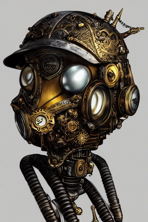 Image similar to steampunk helmet fantasy art mask robot ninja stylized digital illustration sharp focus, elegant intricate digital painting artstation concept art global illumination ray tracing advanced technology chaykin howard and campionpascale and cooke darwyn and davis jack