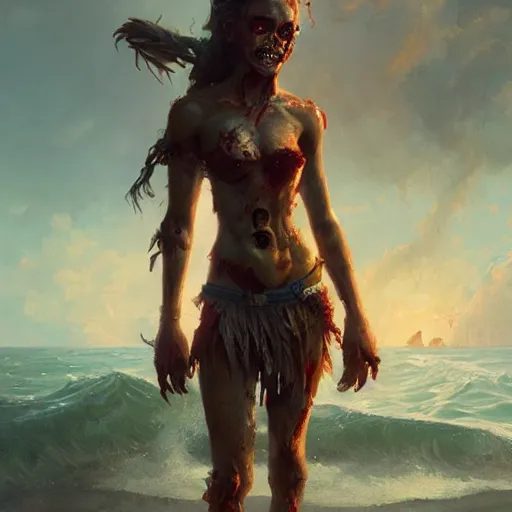 Image similar to zombie moana geog darrow greg rutkowski