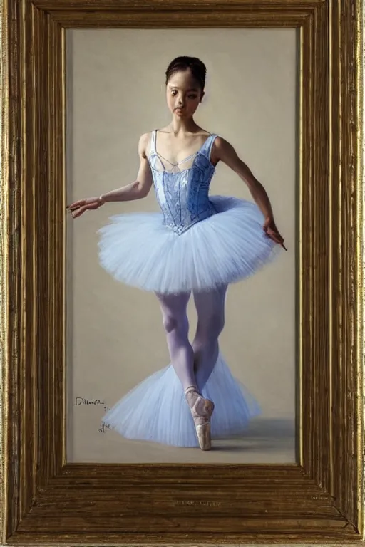 Prompt: portrait of a gorgeous graceful young filipina prima ballerina, by donato giancola and berthold woltze.