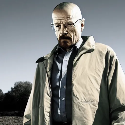 Prompt: walter white with his hands on his hips