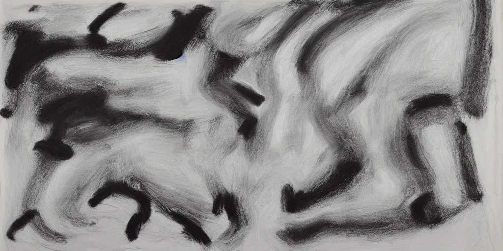 Image similar to large black and white painting by de kooning on white background canvas, soft blue and pink tints, thin black lines, detailed by martha jungwirth drawing sketch pencil on paper, painted over by yves tanguy, oil on canvas, thick impasto, broad campitures