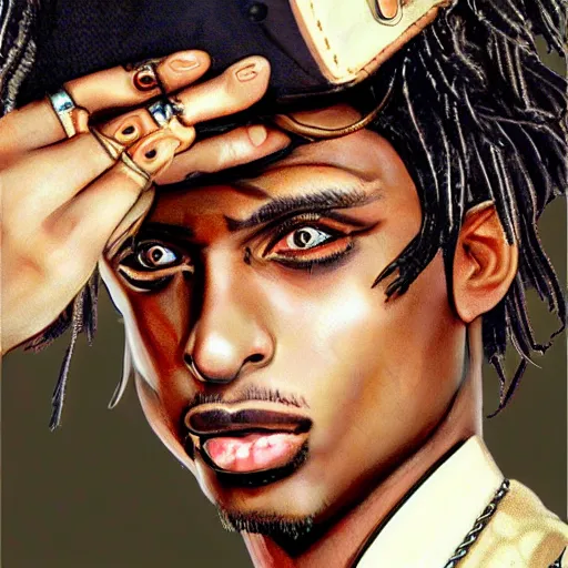 Image similar to playboi carti steampunk style digital art 4 k detailed super realistic