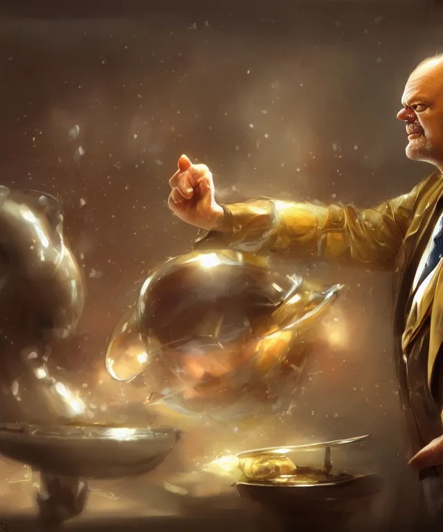 Prompt: kelsey grammer, cinematic, making tossed salad, visibly angry, elegant, highly detailed, digital painting, artstation, smooth, hard focus, illustration, art by jessica rossier and and brian froud