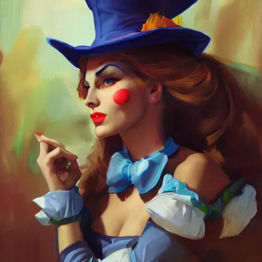 Image similar to greg manchess portrait painting of alice in wonderland as overwatch character, medium shot, asymmetrical, profile picture, organic painting, sunny day, matte painting, bold shapes, hard edges, street art, trending on artstation, by huang guangjian and gil elvgren and brom