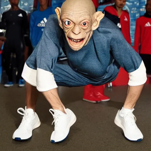 Image similar to gollum in adidas tracksuit