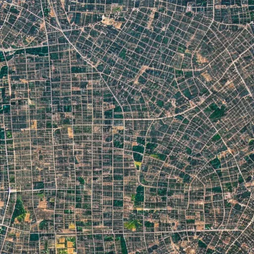 Prompt: a million houses one on top of each other visible from space