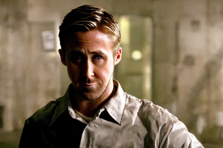 Prompt: ryan gosling in saw ( 2 0 0 4 ), film still