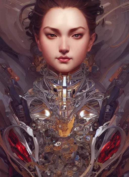 Image similar to mechanical humanoid, masterpiece, intricate, elegant, highly detailed, digital painting, artstation, concept art, smooth, sharp focus, illustration, art by artgerm and greg rutkowski and alphonse mucha and uang guangjian and gil elvgren and sachin teng, symmetry!!