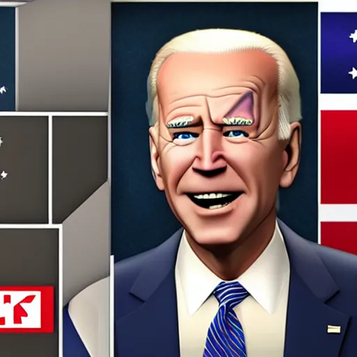 Image similar to joe biden on meth as seen in award winning animated pixar movie 4k octane render