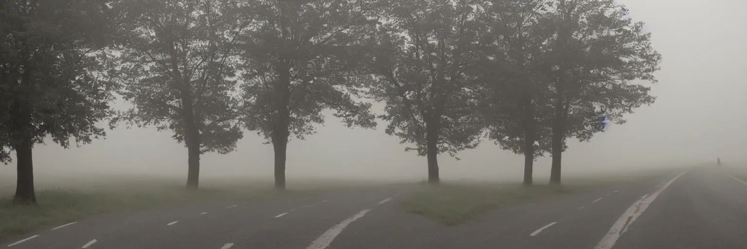 Image similar to that silence in the early morning, no cars in the streets, mist in the fields