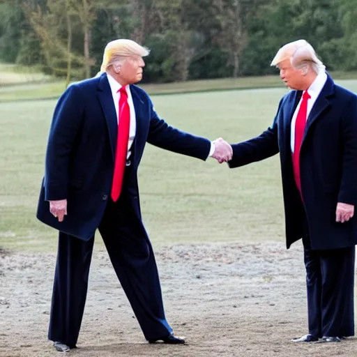 Image similar to anderson cooper and donald trump shaking hands