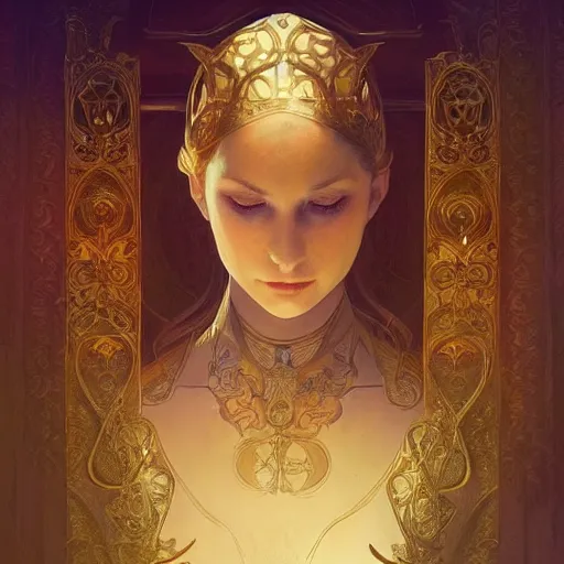 Prompt: A chalice, closeup, D&D, intricate, elegant, highly detailed, digital painting, artstation, concept art, matte, sharp focus, illustration, art by Artgerm and Greg Rutkowski and Alphonse Mucha]