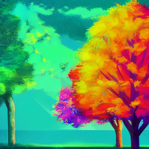 Prompt: a colorful tree, digital art, artstation