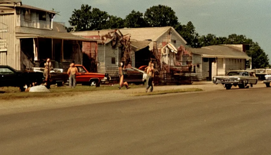 Image similar to 7 0 s film still from a movie about rural louisiana, kodachrome, cinecolor, cinestill, film grain, film texture, retro, cinematic, high resolution, photorealism,