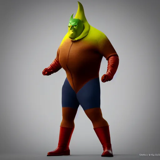 Image similar to Goose-Man, Cheesy supervillain, poorly made costume, overweight, skintight costume, high quality, unreal engine 5 render, high quality render, octane render, photo realistic,