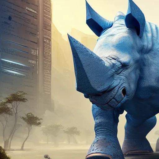 Prompt: An adorable blue rhino wearing galactic battle armor, intricate artwork by Tooth Wu and beeple, greg rutkowski and artgerm and justin gerard, cinematic, hyper realism, high detail, octane render, unreal engine, 8k, Vibrant colors, Smooth gradients, High contrast, depth of field, aperture f2.8