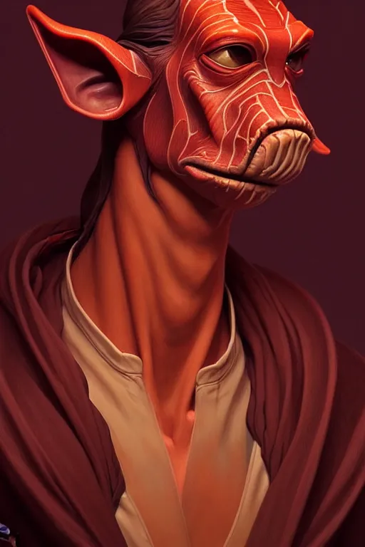 Prompt: a portrait of jar jar binks, fantasy, sharp focus, intricate, elegant, digital painting, artstation, matte, highly detailed, concept art, illustration, ambient lighting, art by ilya kuvshinov, artgerm, alphonse mucha, and greg rutkowski