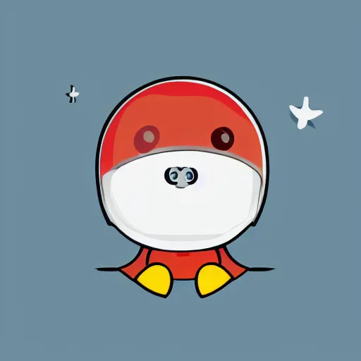 Prompt: cute astronaut penguin with helmet on, floating on space, minimalist cartoon style