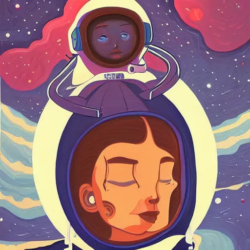 Prompt: oil painting of a girl lost in space, mcbess, james jean