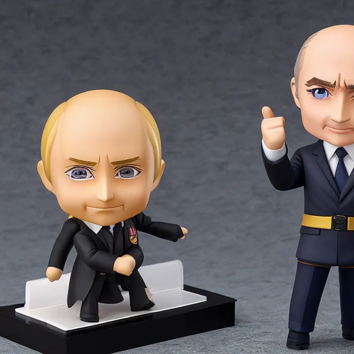 Prompt: Vladimir Putin, An anime Nendoroid of Vladimir Putin, figurine, detailed product photo