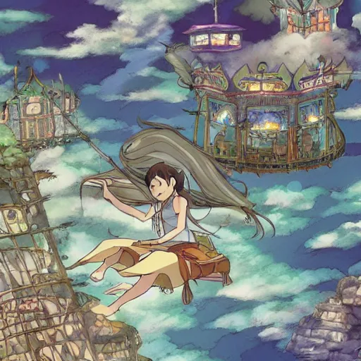 Prompt: a fantasy carousel in the style of studio ghibli, makoto shinkai