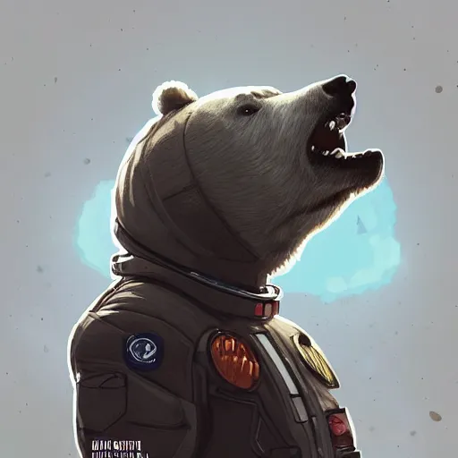 Image similar to a bear in a astronaut suit and walter white, intricate, highly detailed, digital painting, artstation, concept art, smooth, sharp focus, illustration, unreal engine 5, 8 k, art by artgerm and greg rutkowski and alphonse mucha
